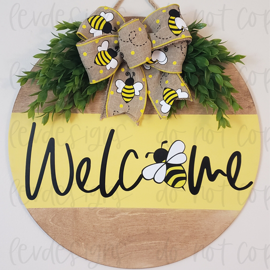 Welcome Bee Door Hanger