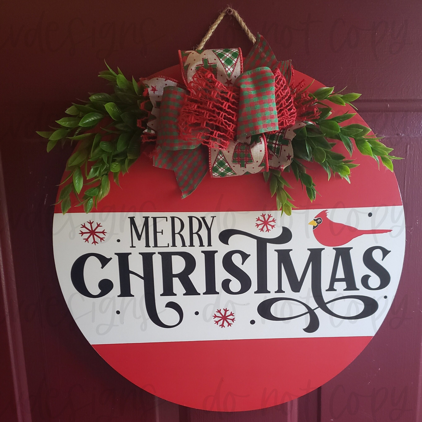 Merry Christmas Cardinal Door Hanger