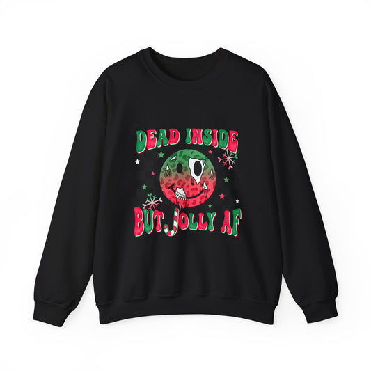 Dead Inside But Jolly AF Distressed Holiday Sweatshirt