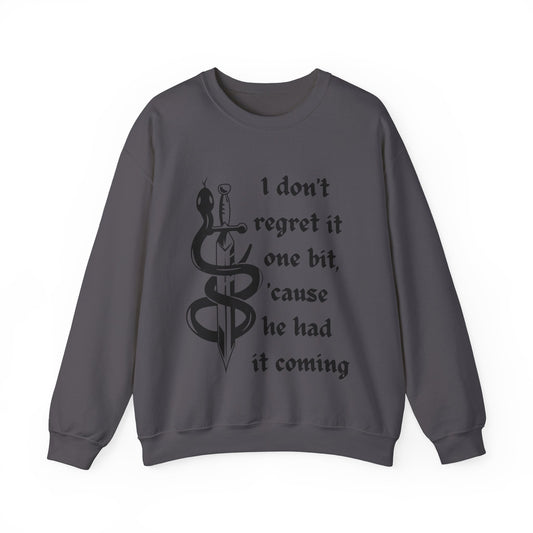 I Don't Regret It Wont Bit Music Lyrical Snake Sweatshirt