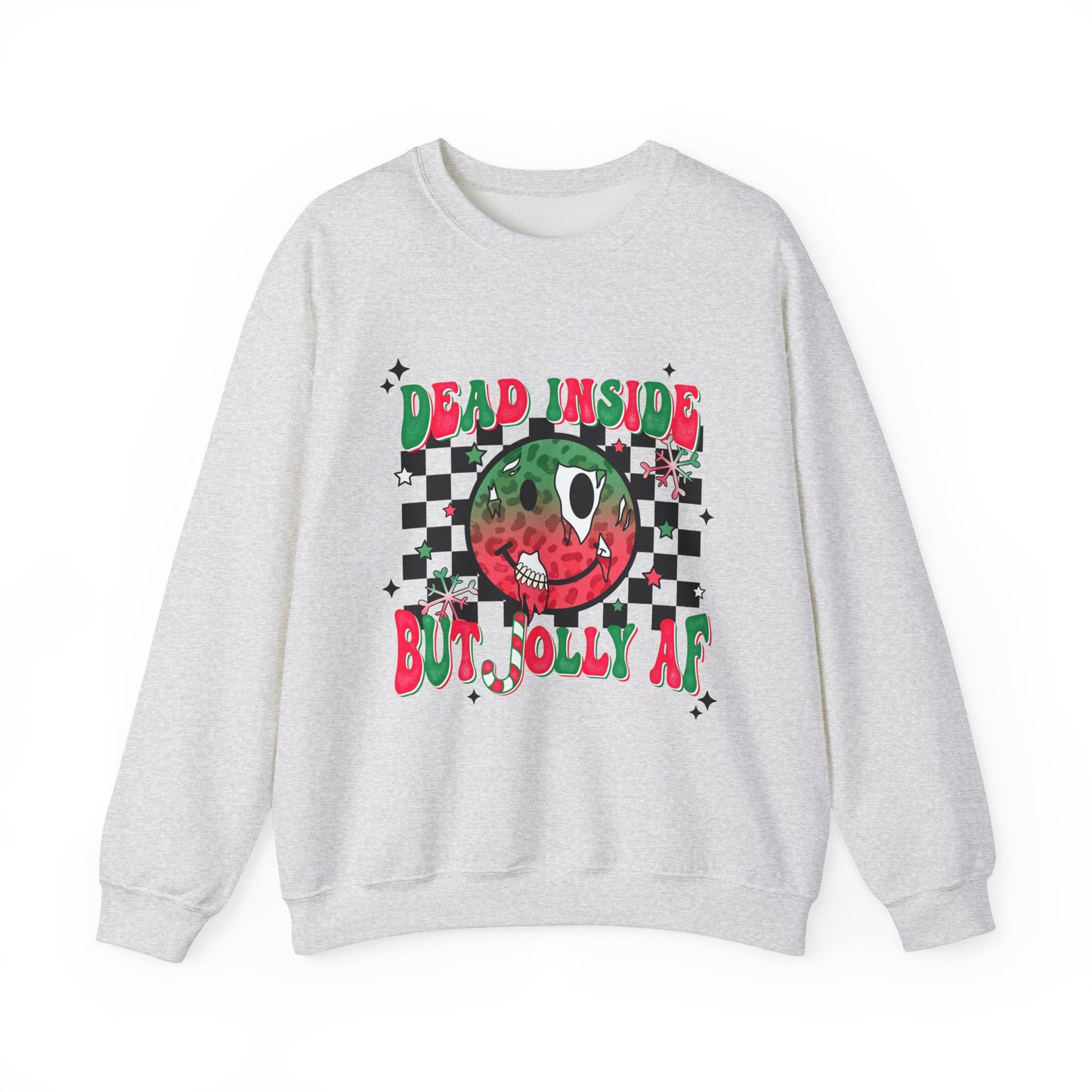 Dead Inside But Jolly AF Distressed Holiday Sweatshirt