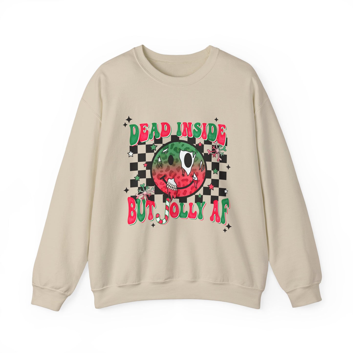 Dead Inside But Jolly AF Distressed Holiday Sweatshirt