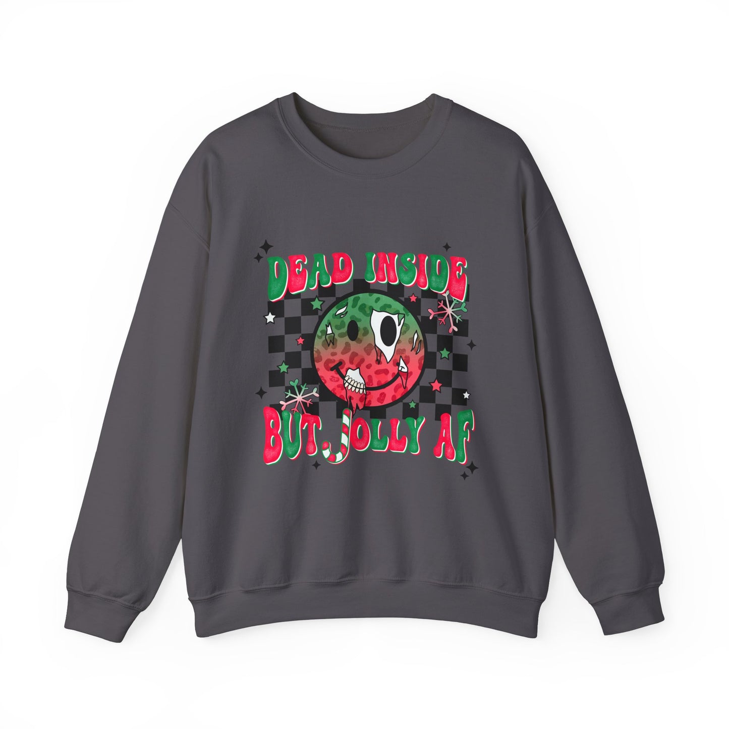 Dead Inside But Jolly AF Distressed Holiday Sweatshirt