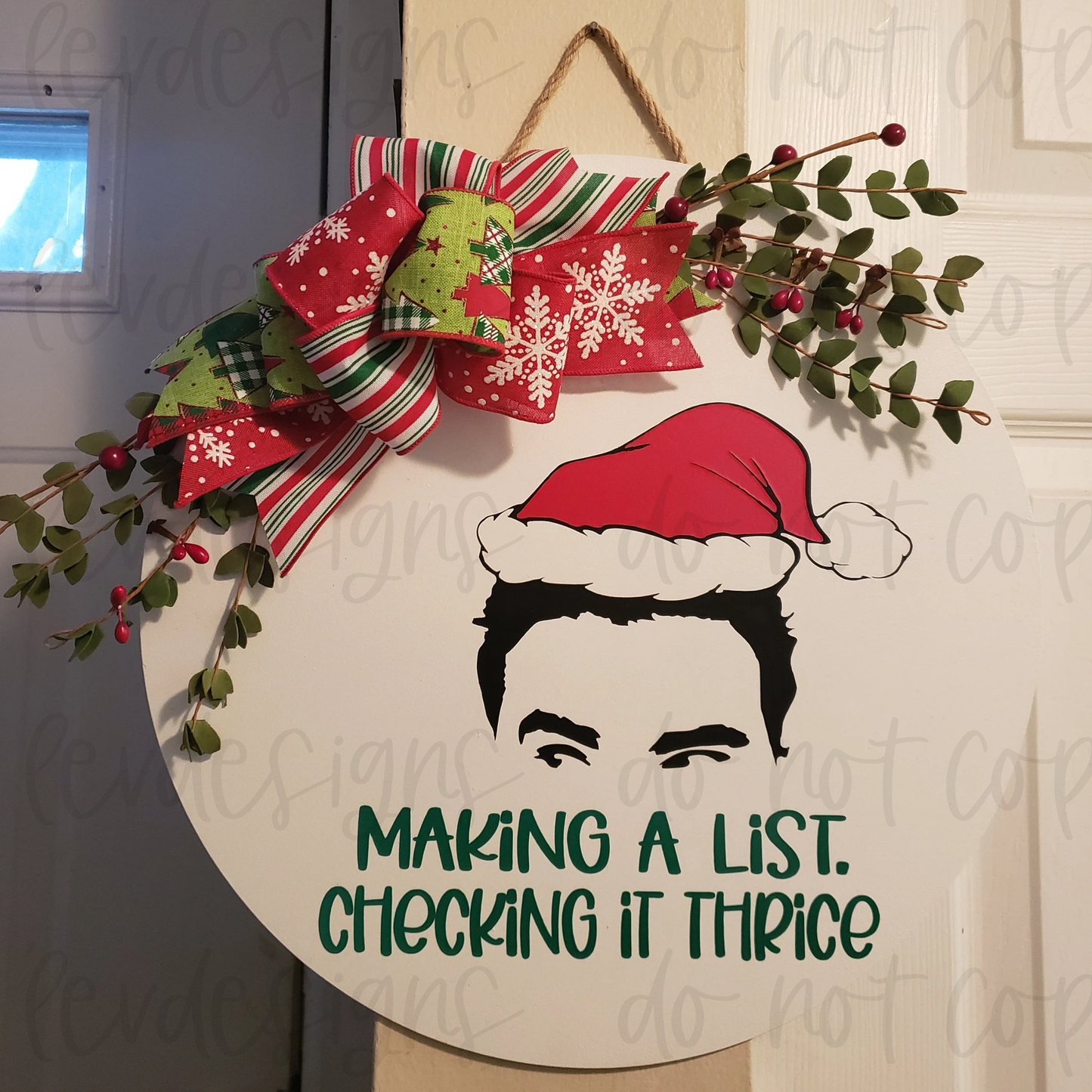 Making A List, Checking It Thrice Fun TV Holiday Door Sign