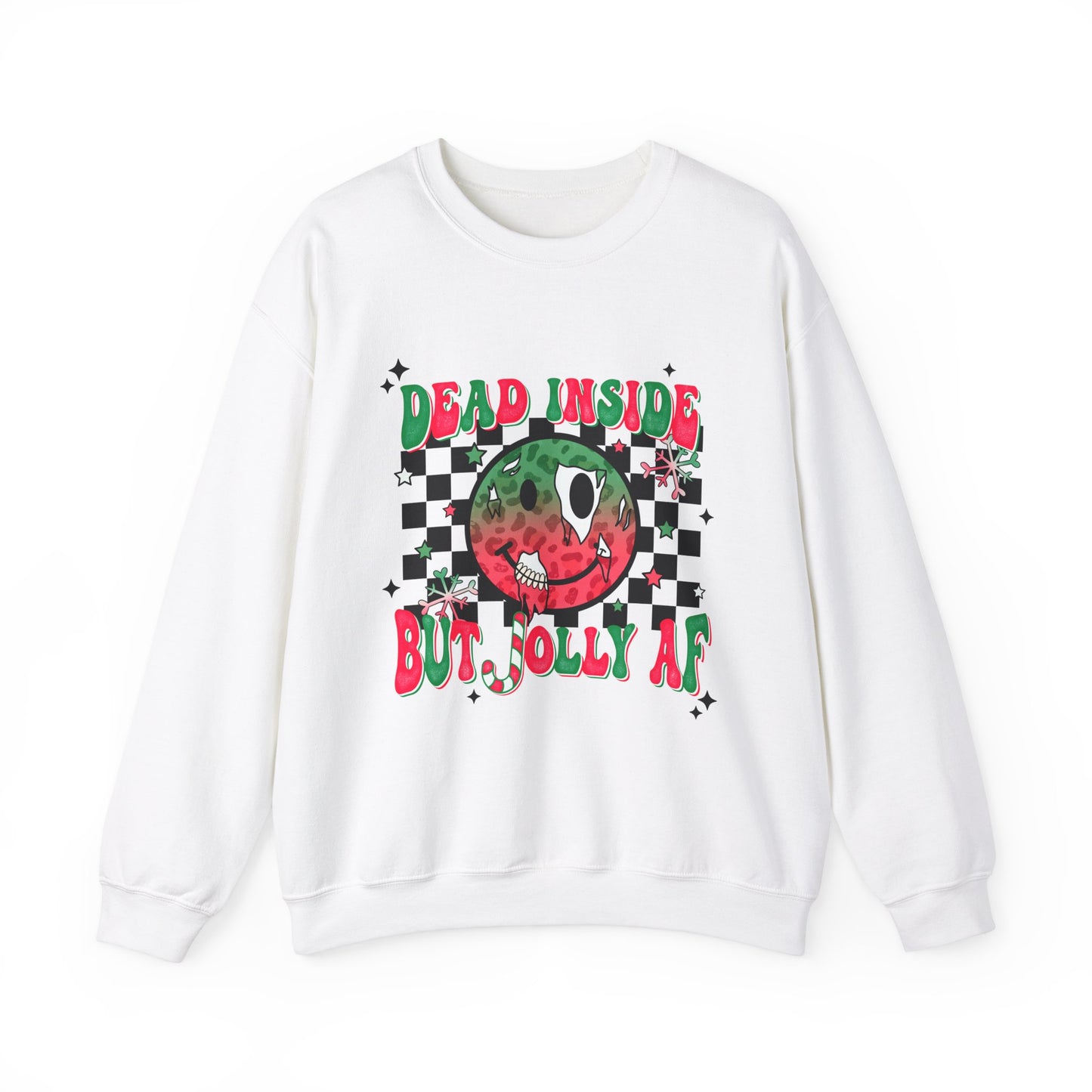 Dead Inside But Jolly AF Distressed Holiday Sweatshirt