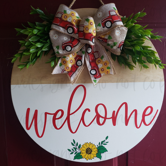 Welcome Sunflower Door Sign