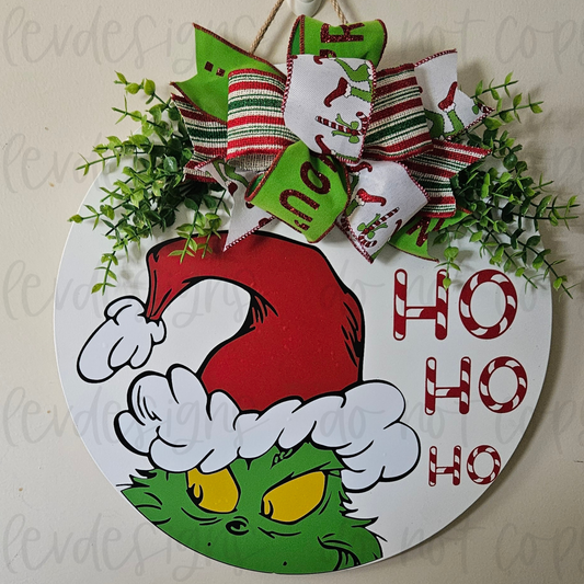 Green Man Christmas Door Hanger, Holiday Wreath