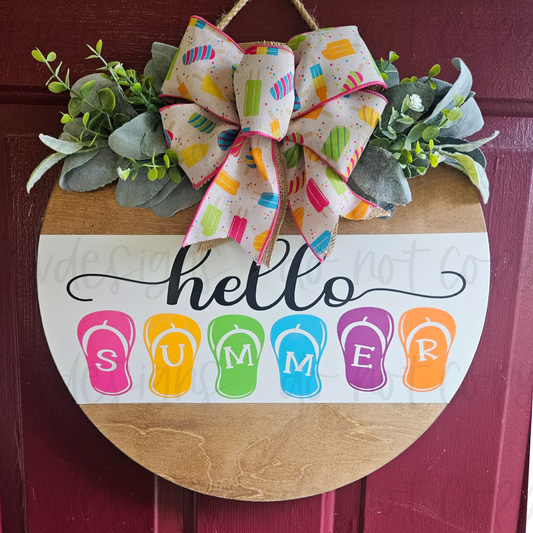 Hello Summer Flip Flop Door Hanger