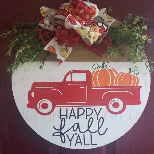 Happy Fall Y'all  Red Truck Seasonal Front Door Decor