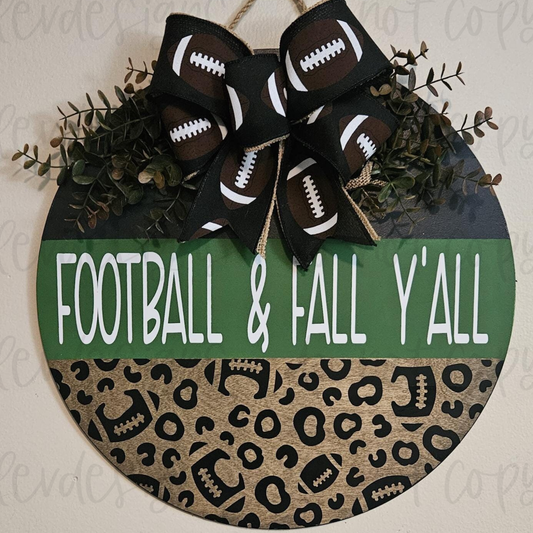 Football & Fall Y'all Door Sign