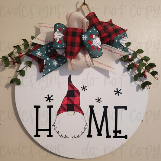 Gnome Home Holiday Front Door Decor Christmas Wreath