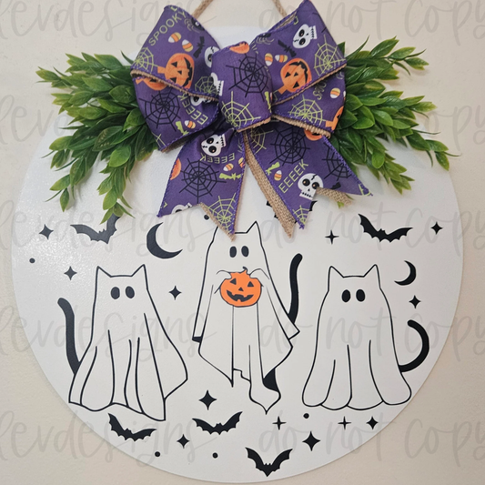 Cat Ghost Seasonal Front Door Decor