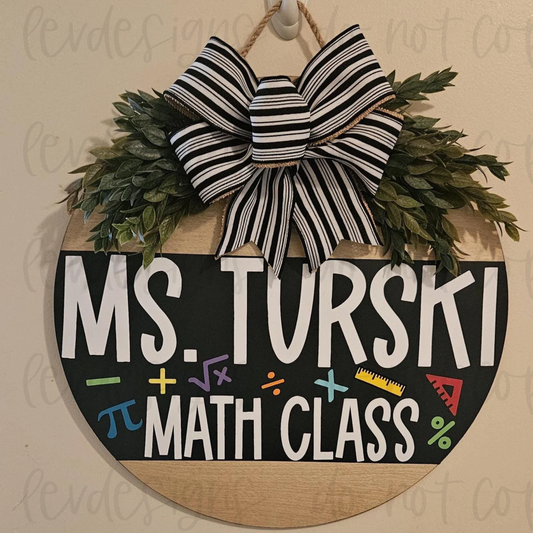 Personalized School Teacher Classroom Door Sign