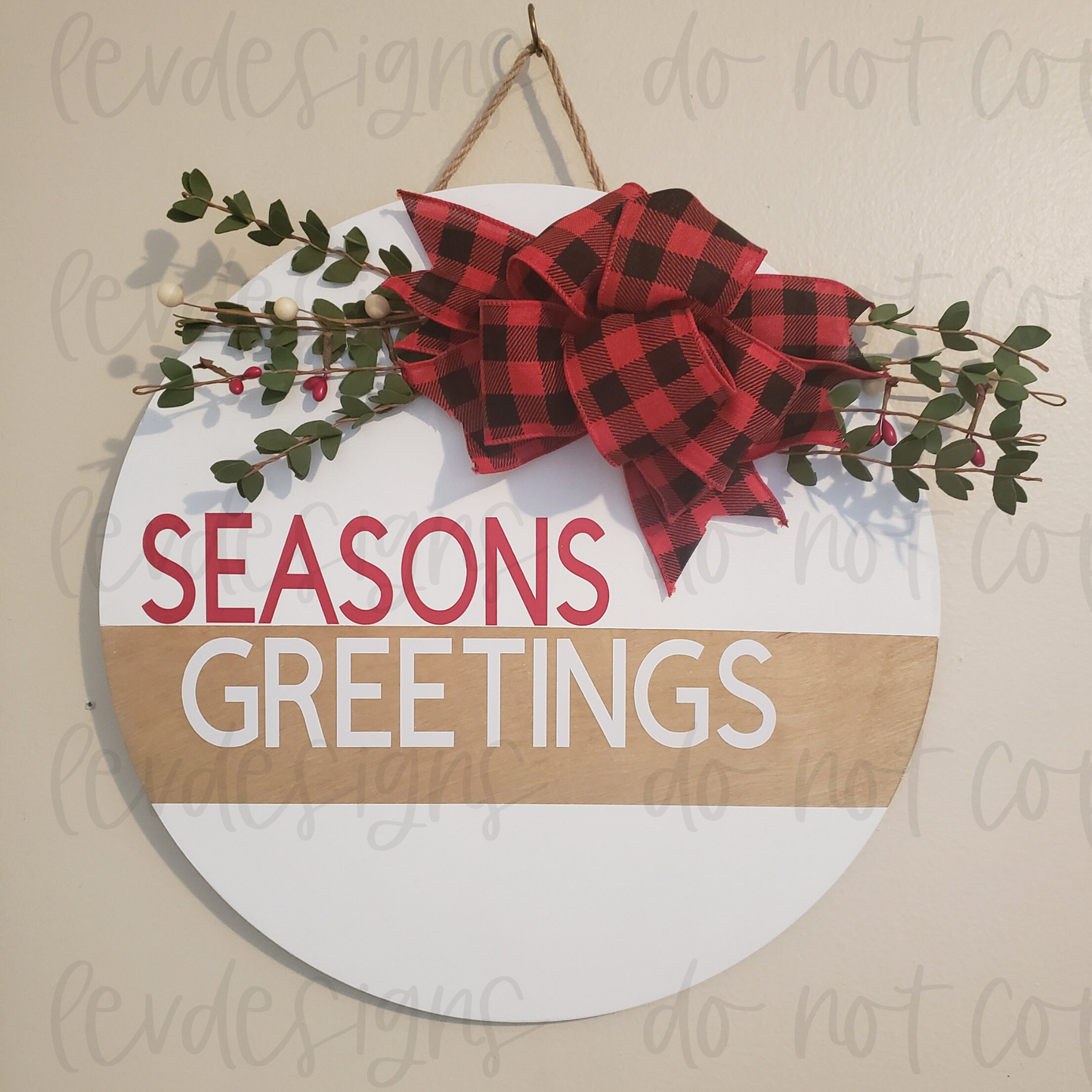 Seasons Greetings Holiday Door Sign