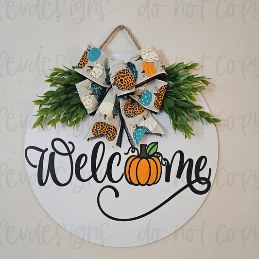 Welcome Pumpkin Fall Seasonal Door Sign